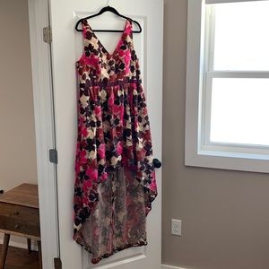 Adrianna Papell Floral High Low Dress